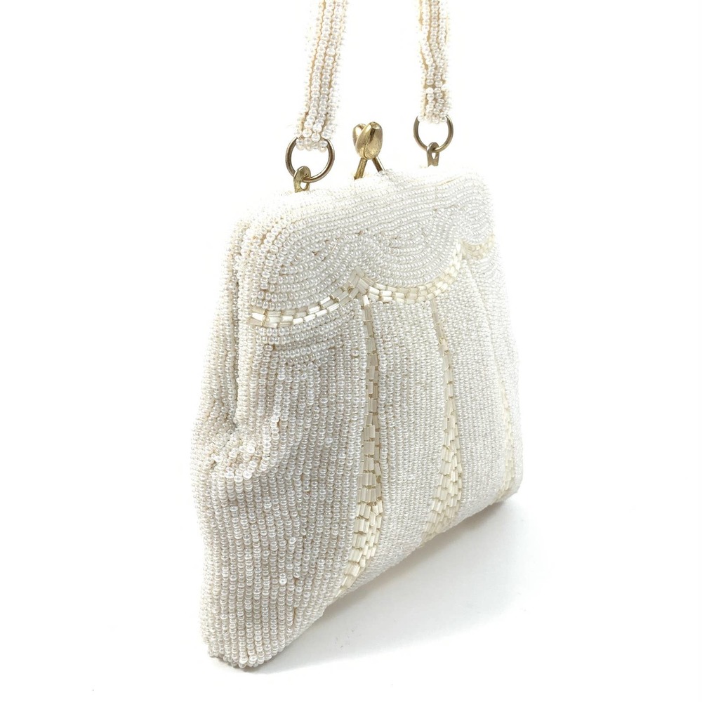 ❌SOLD❌ Vintage KOREAN white glass beaded mini bag - Picture 9 of 13